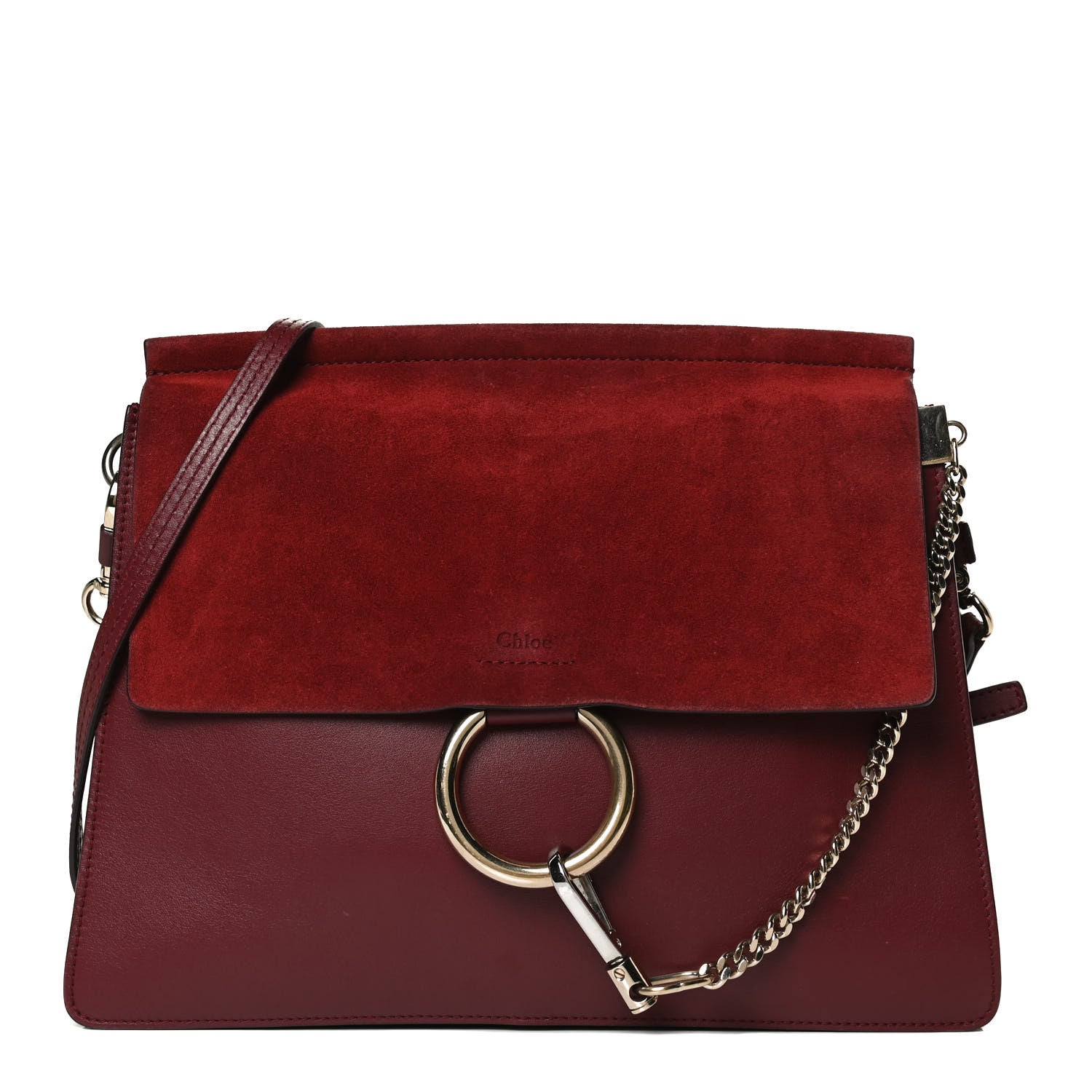 Chloe Calfskin Suede Medium Faye Shoulder Bag Plum Purple 1 of 14