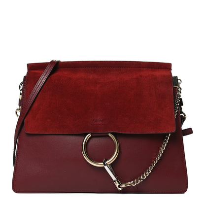 Chloe Calfskin Suede Medium Faye Shoulder Bag Plum Purple 1 of 14
