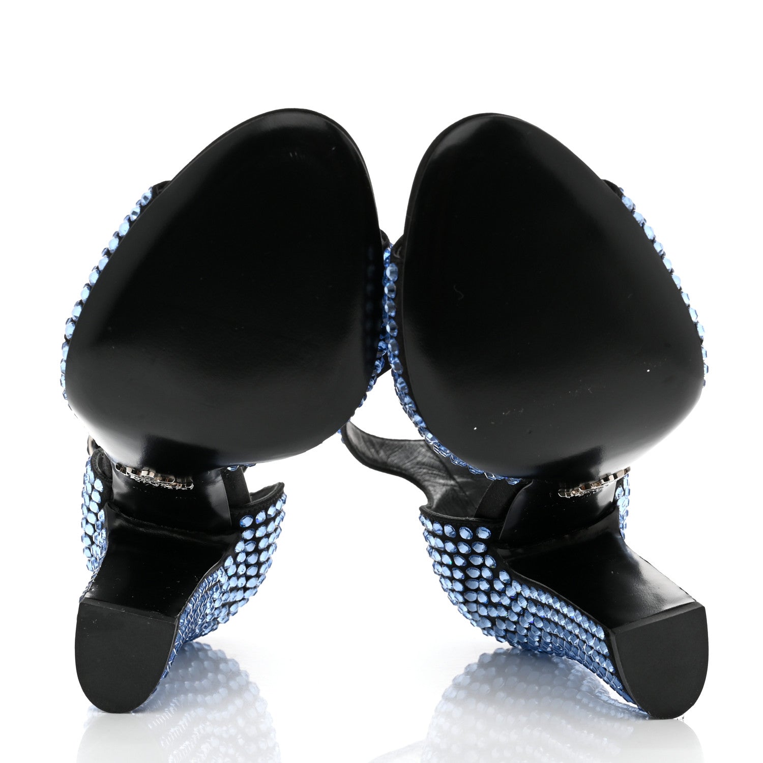 Prada Satin Crystal Ankle Wrap 105mm Sandals 37.5 Cielo 5 of 7
