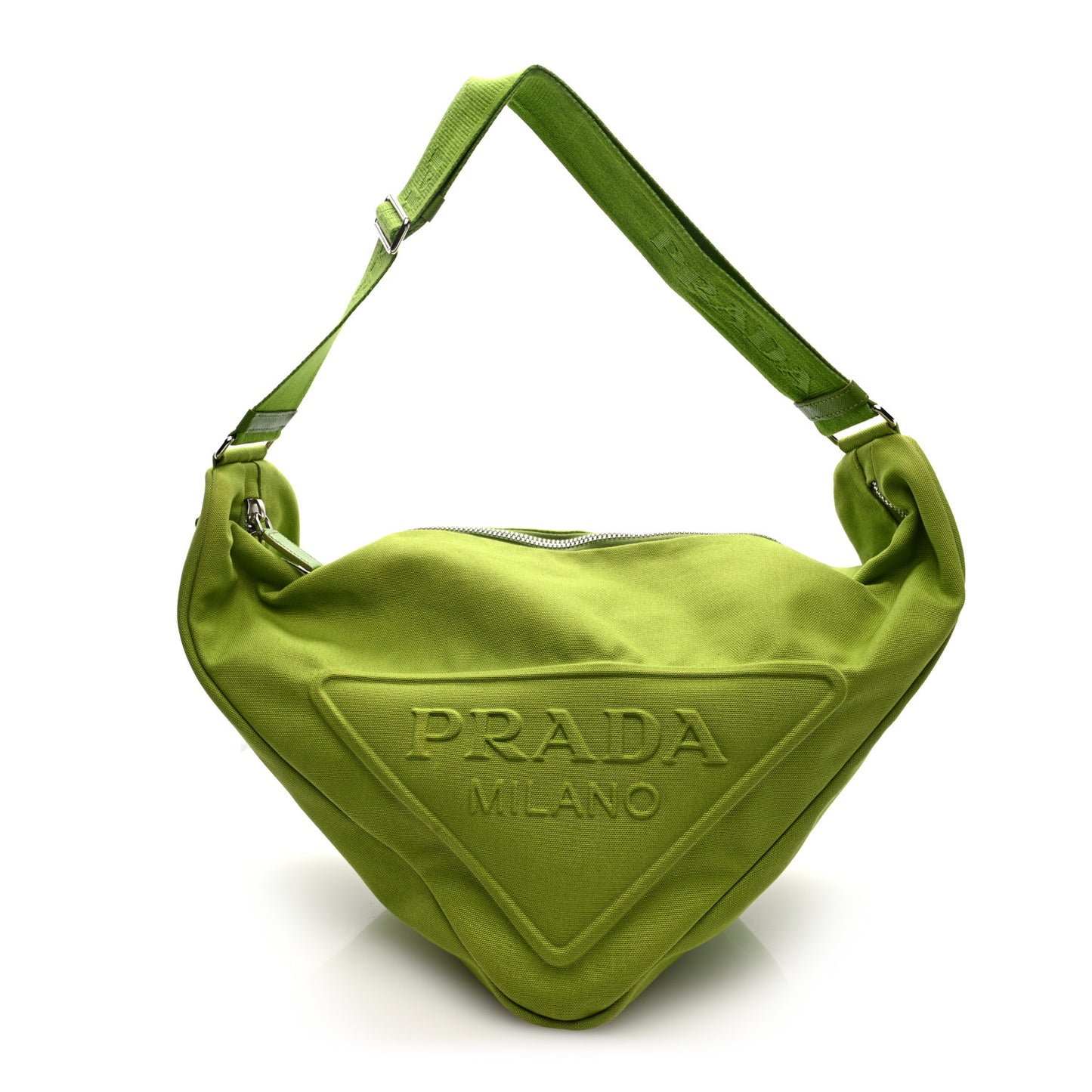 Canapa Logo Embossed Large Triangle Shoulder Bag Felce