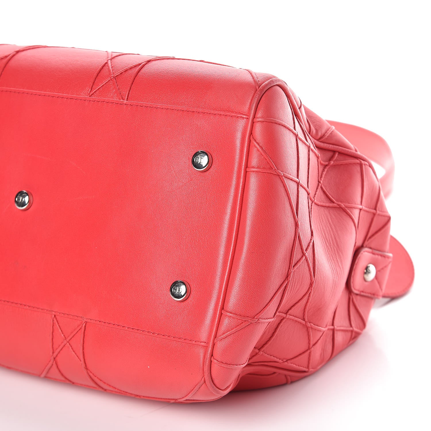 Christian Dior Lambskin Cannage Granville Polochon Coral 9 of 9