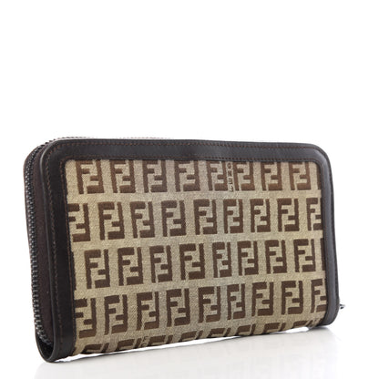 Fendi Zucchino Zip Around Wallet Dark Brown 3 of 8