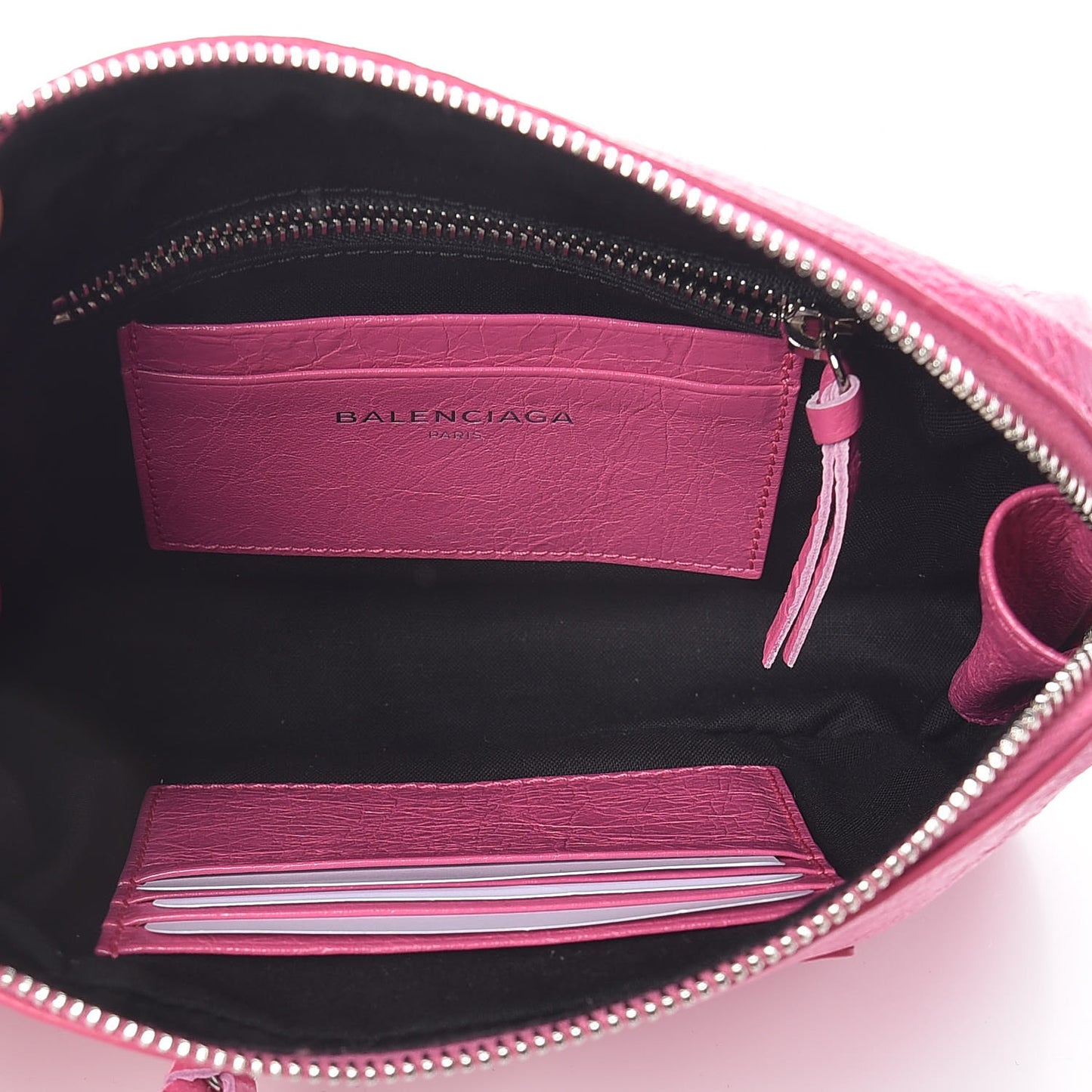 Agneau Arena Classic Silver Hardware Pouch With A Chain Crossbody Rose Flamingo