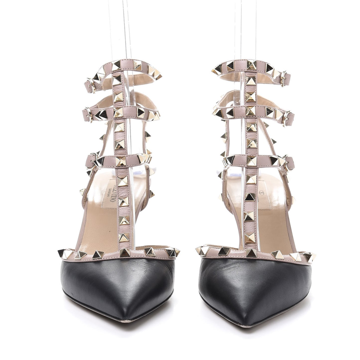 Nappa Rockstud Ankle Strap 65mm Pumps 39.5 Black Poudre