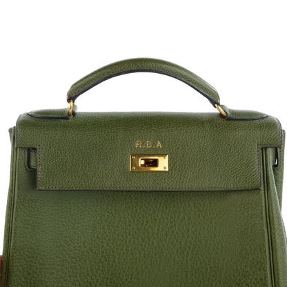 Hermes Buffle Gala Kelly Ado Backpack 28 Vert Olive 2 of 15