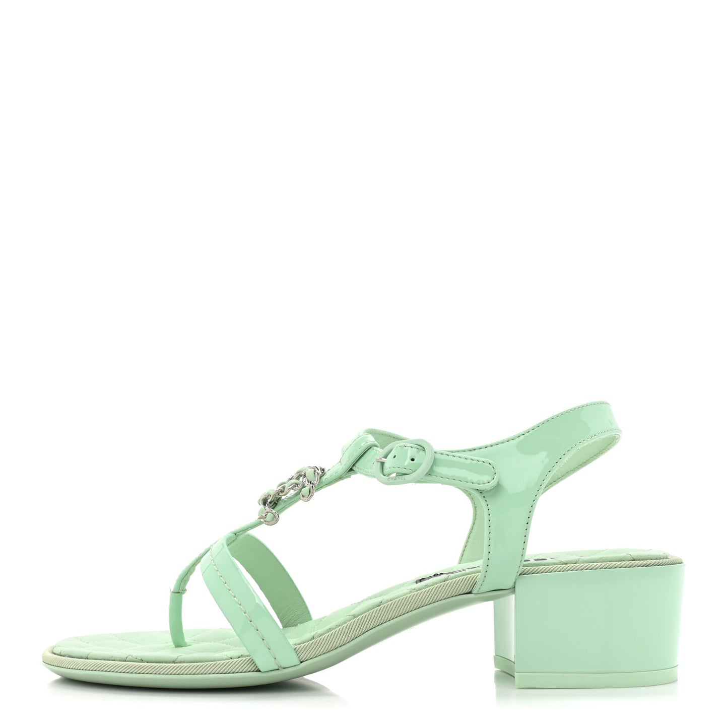 Patent CC Logo Thong Sandals 37 Green