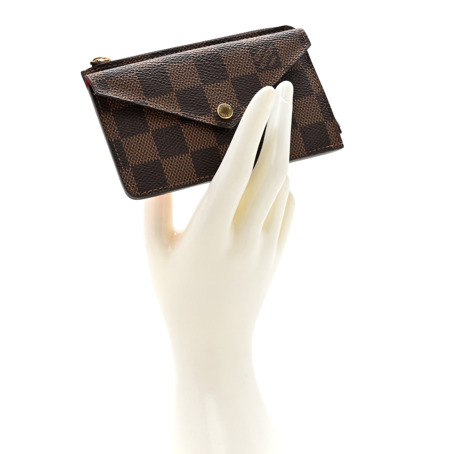 Damier Ebene Recto Verso Card Holder Red
