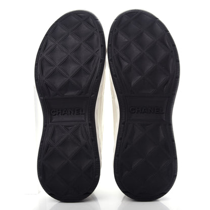 Chanel Velvet Calfskin Mixed Fibers CC Sneakers 37 Ivory Black 6 of 11
