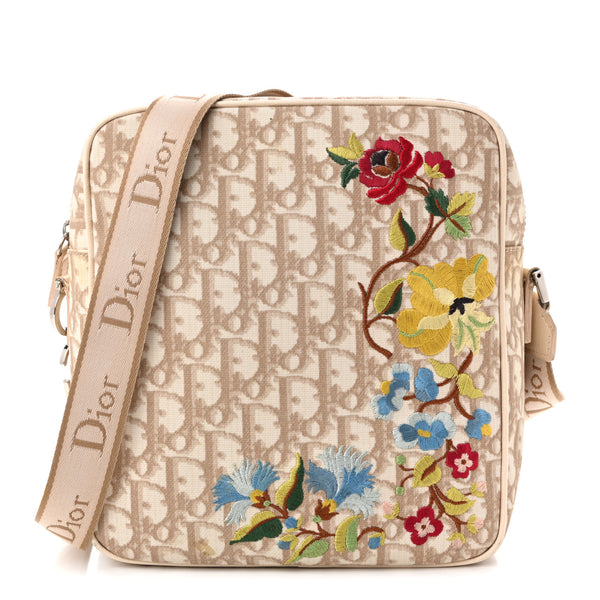 Christian Dior Monogram Vintage Flowers Messenger Bag Beige