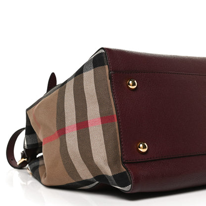 Burberry Grainy Calfskin House Check Small Canterbury Tote Burgundy 9 of 12