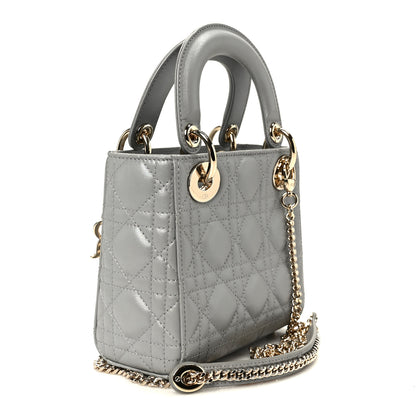 Christian Dior Metallic Lambskin Cannage Mini Lady Dior Grey 2 of 9