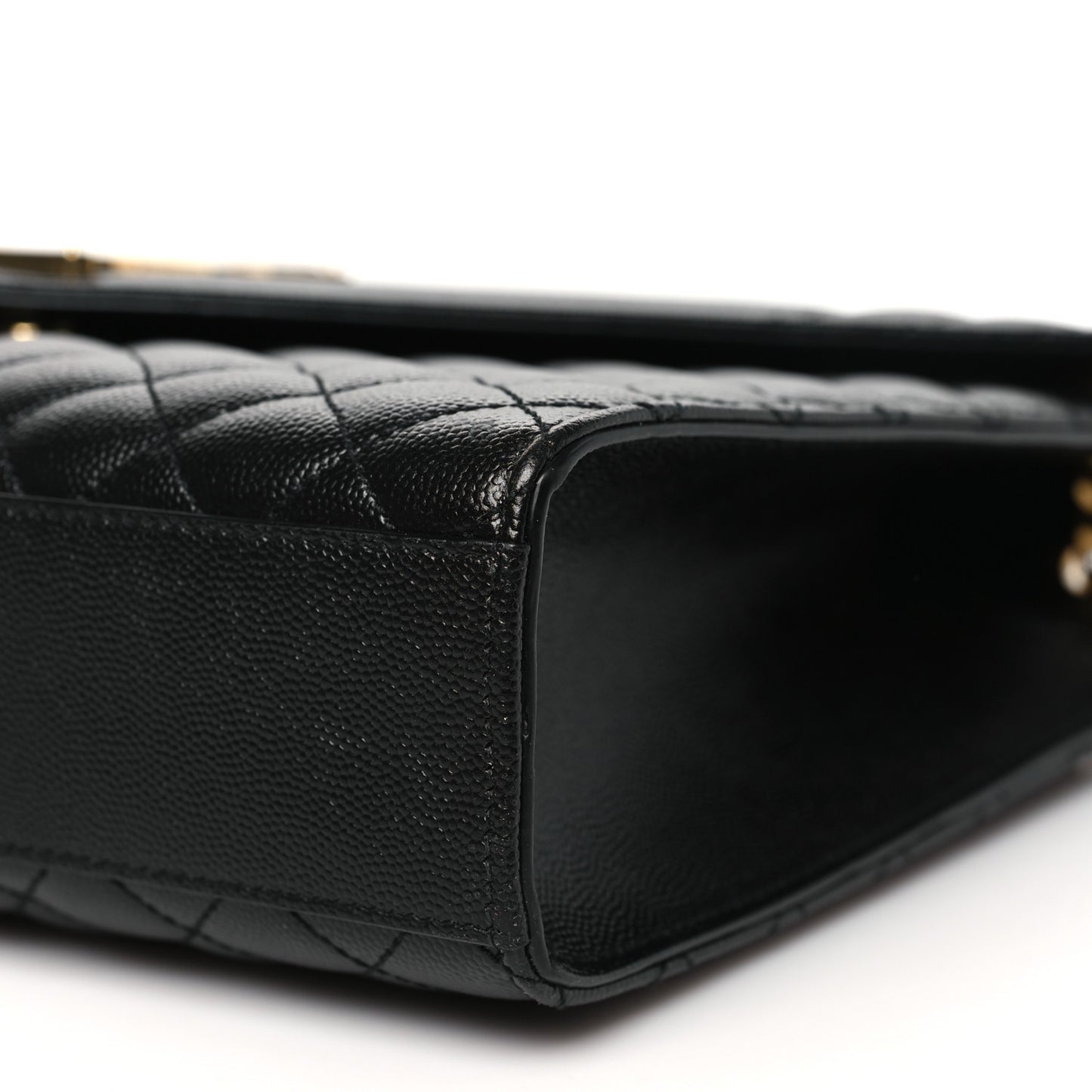 Grain De Poudre Textured Mixed Matelasse Large Triquilt Monogram Satchel Black