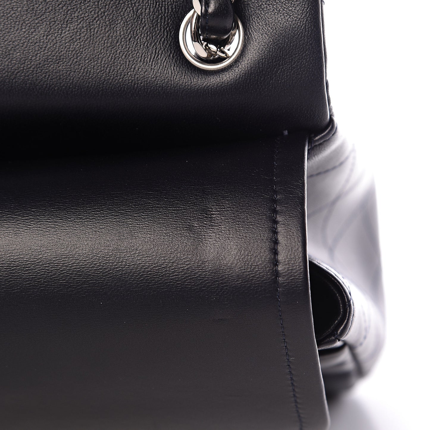 Lambskin Quilted Jumbo Double Flap Navy