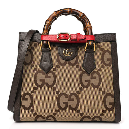 Gucci Monogram Jumbo GG Textured Dollar Calfskin Small Diana Tote Bag Camel Ebony New Acero Pomegranate Red 1 of 10