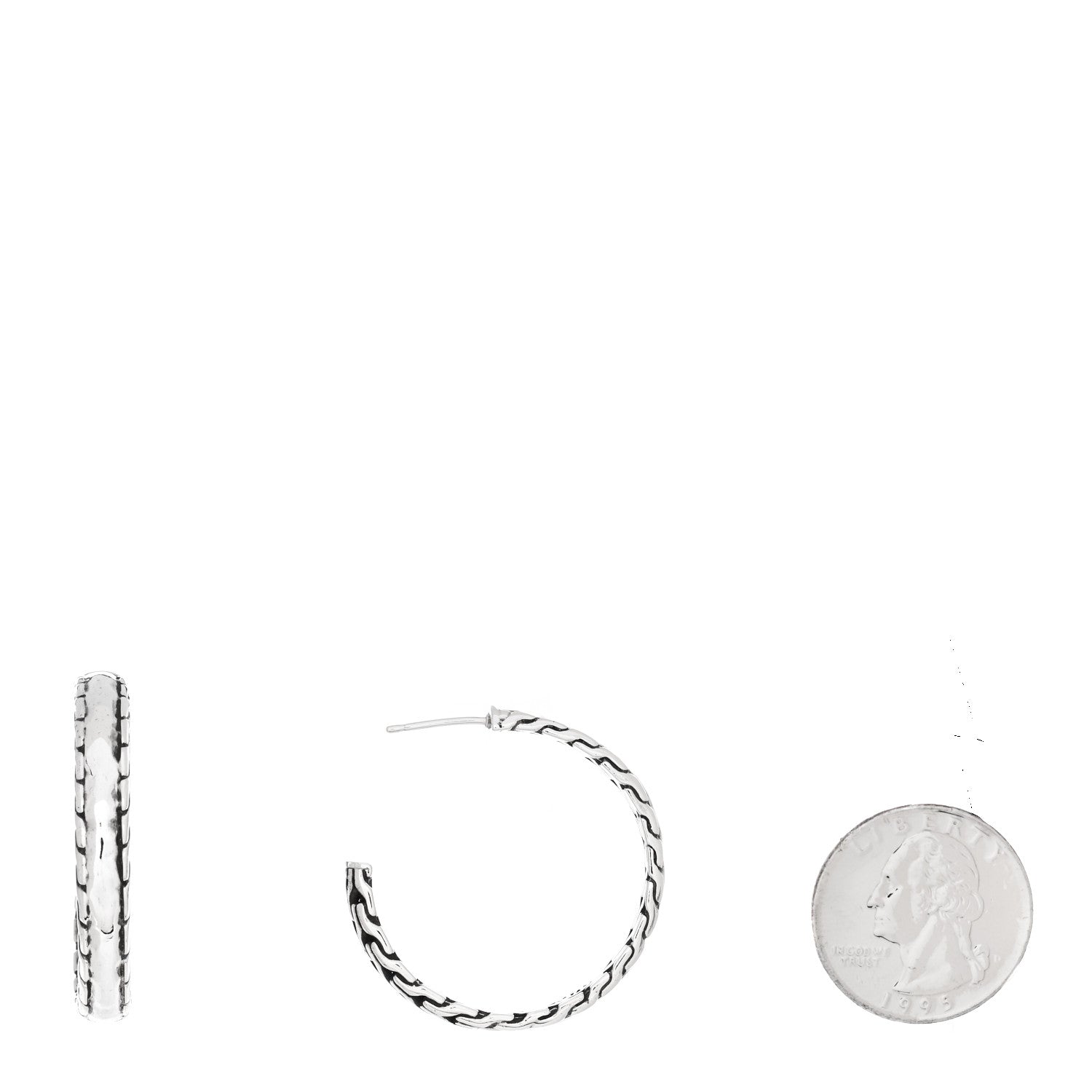 John Hardy Sterling Silver Hammered Hoop Earrings 2 of 6