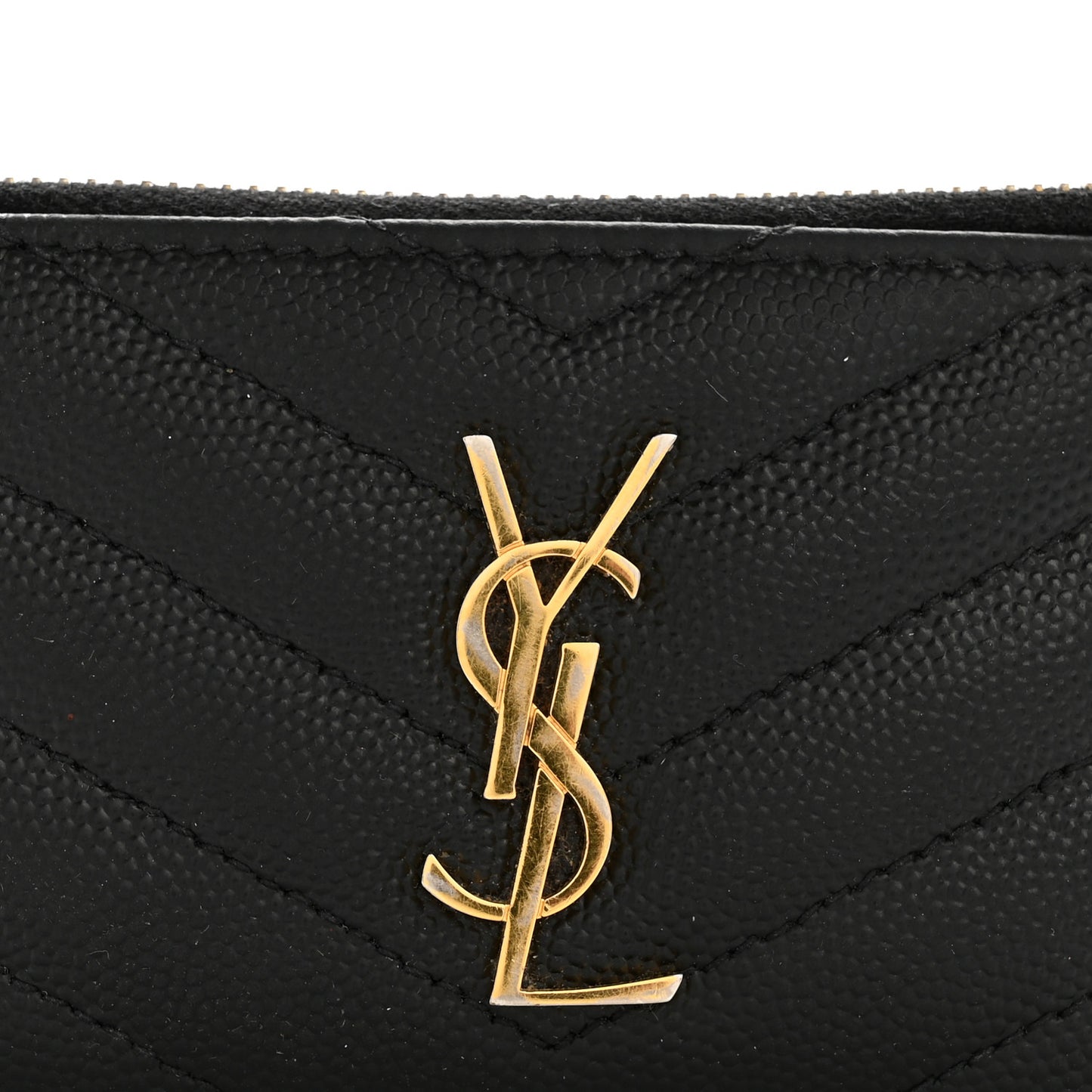 Grain De Poudre Matelasse Chevron Monogram Fragments Zippered Card Case Black