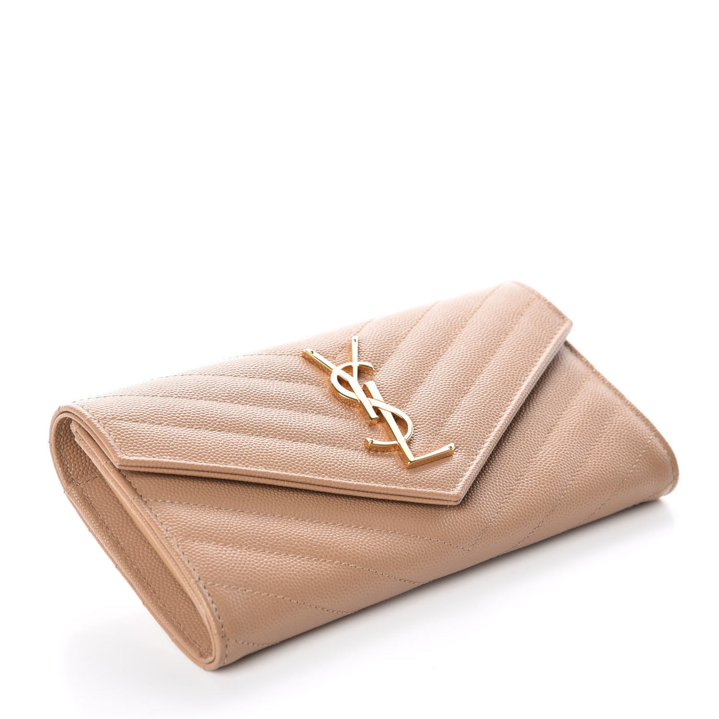 Grain De Poudre Matelasse Chevron Monogram Flap Wallet Oak
