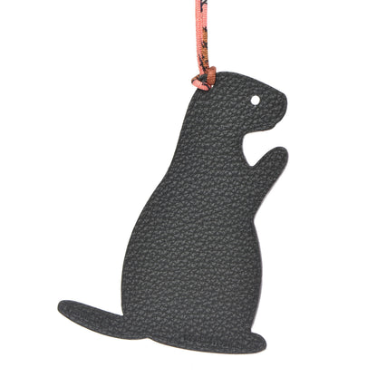 Hermes Epsom Togo Petit H Groundhog Bag Charm GM BRose Confetti 4 of 8