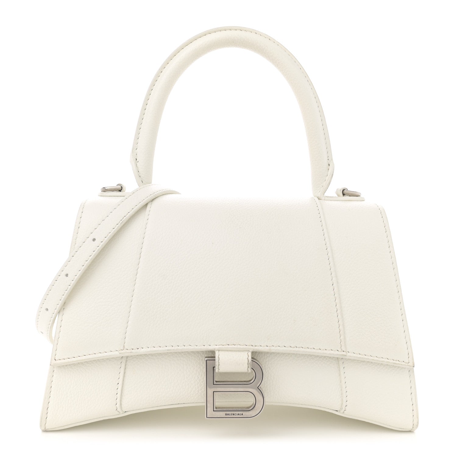 Balenciaga Grained Calfskin Small Hourglass Top Handle Bag White 1 of 18