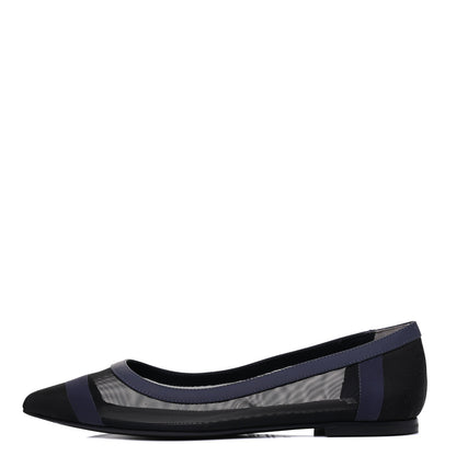 Fendi Mesh FF Skimmer Ballerina Flats 35 Navy Black 1 of 10