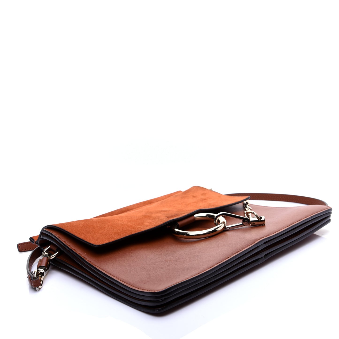 Suede Calfskin Medium Faye Shoulder Bag Tobacco