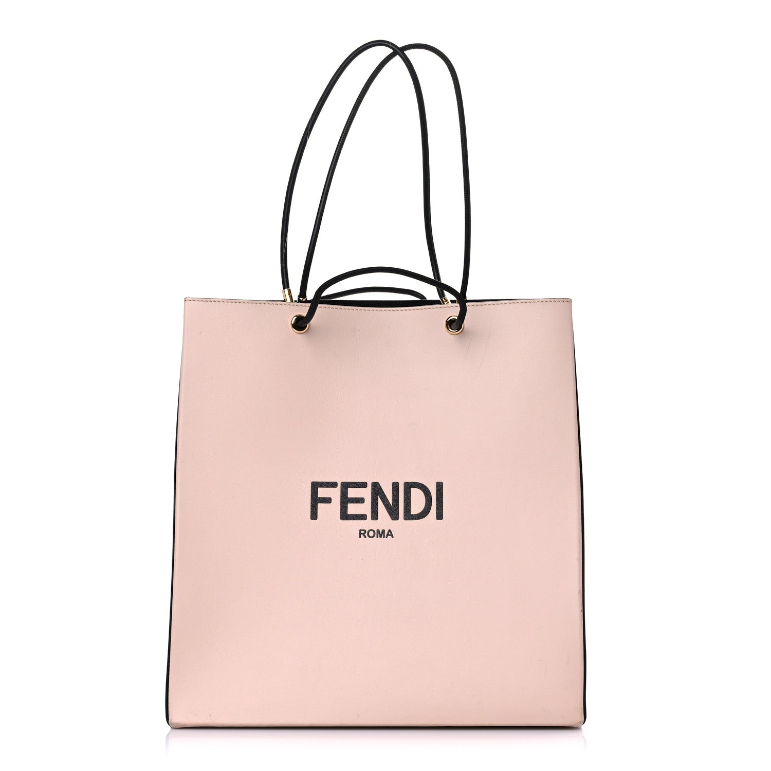 Fendi Vitello Fluffy Logo Medium Pack Shopper Tote Rosa Quarzo Black 1 of 18