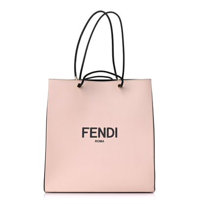 Fendi Vitello Fluffy Logo Medium Pack Shopper Tote Rosa Quarzo Black 1 of 18