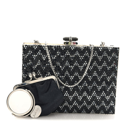 Judith Leiber Swarovski Crystal Minaudiere Clutch Black Silver 3 of 10