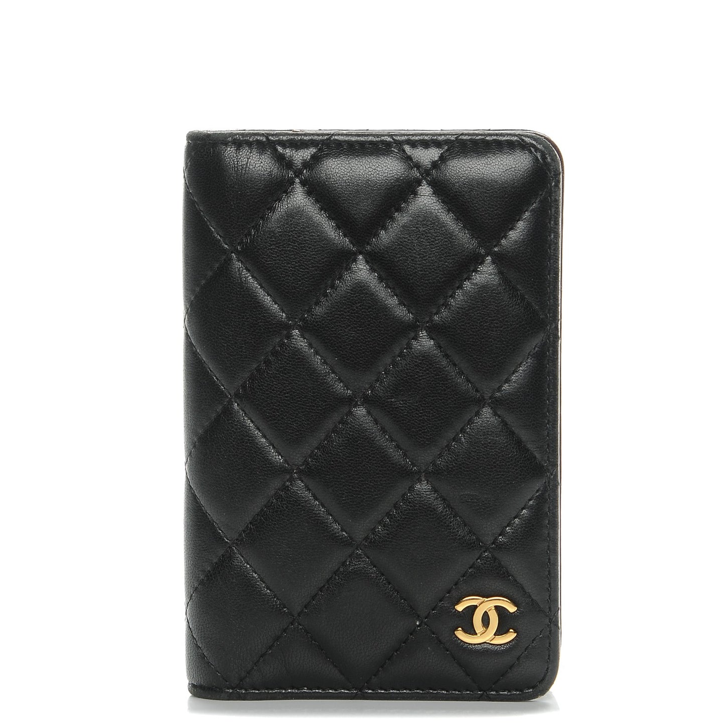 Lambskin Quilted Passport Holder Black