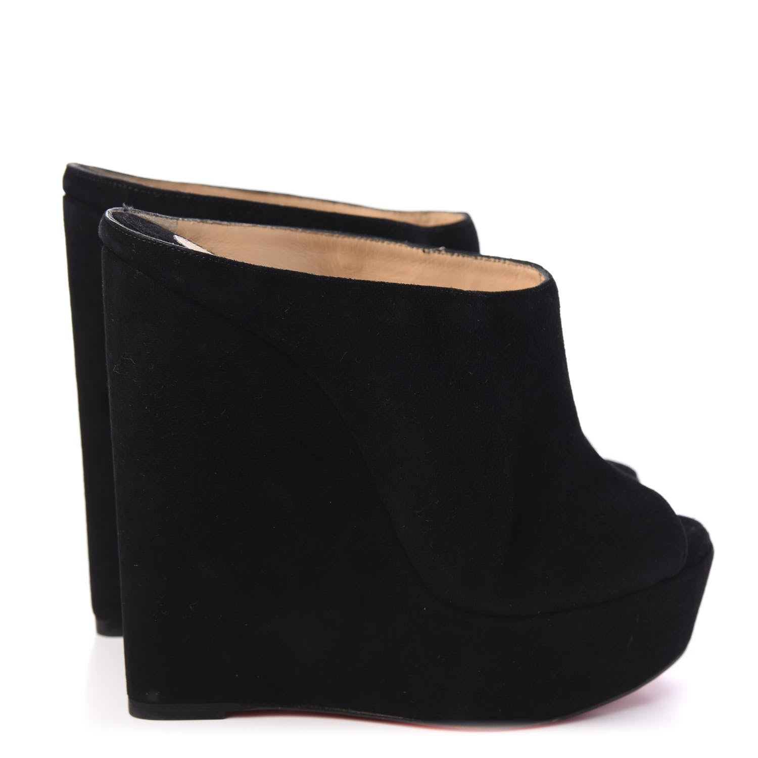Christian Louboutin Veau Velours Affiche Peep Toe Wedge Slides 40 Black 4 of 8