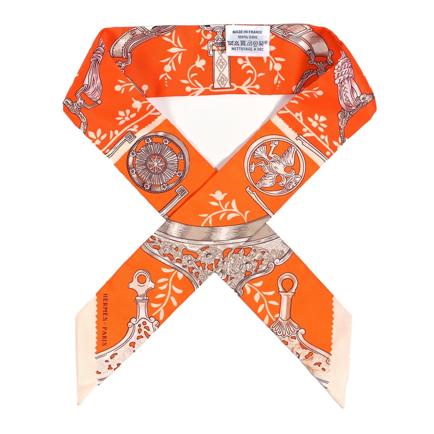 Silk Etriers Remix Twilly Orange Creme Beige