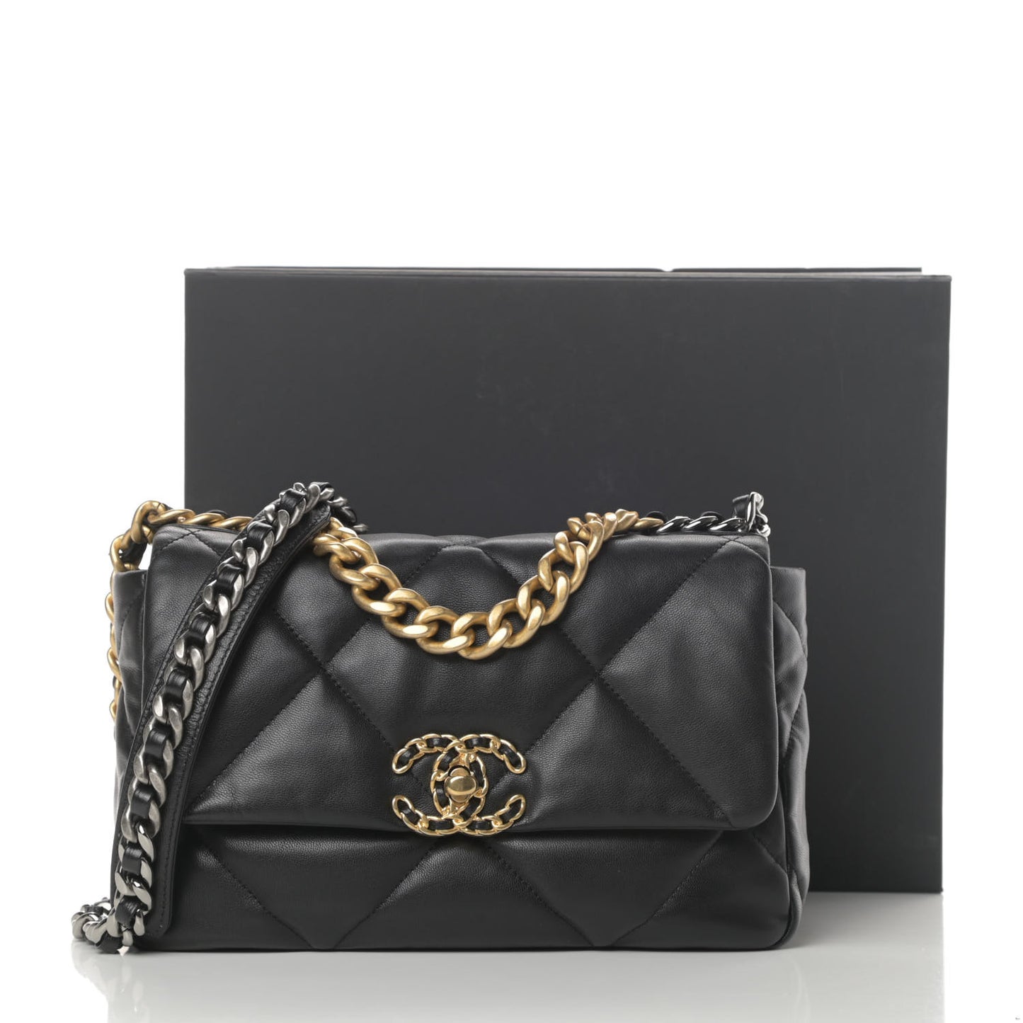 Goatskin Quilted Medium Chanel 19 Flap Black