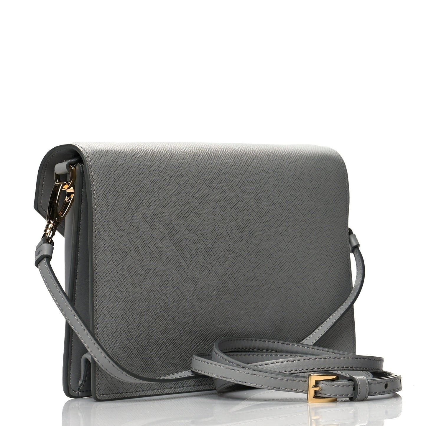 Saffiano Calfskin Monochrome Envelope Crossbody Grey