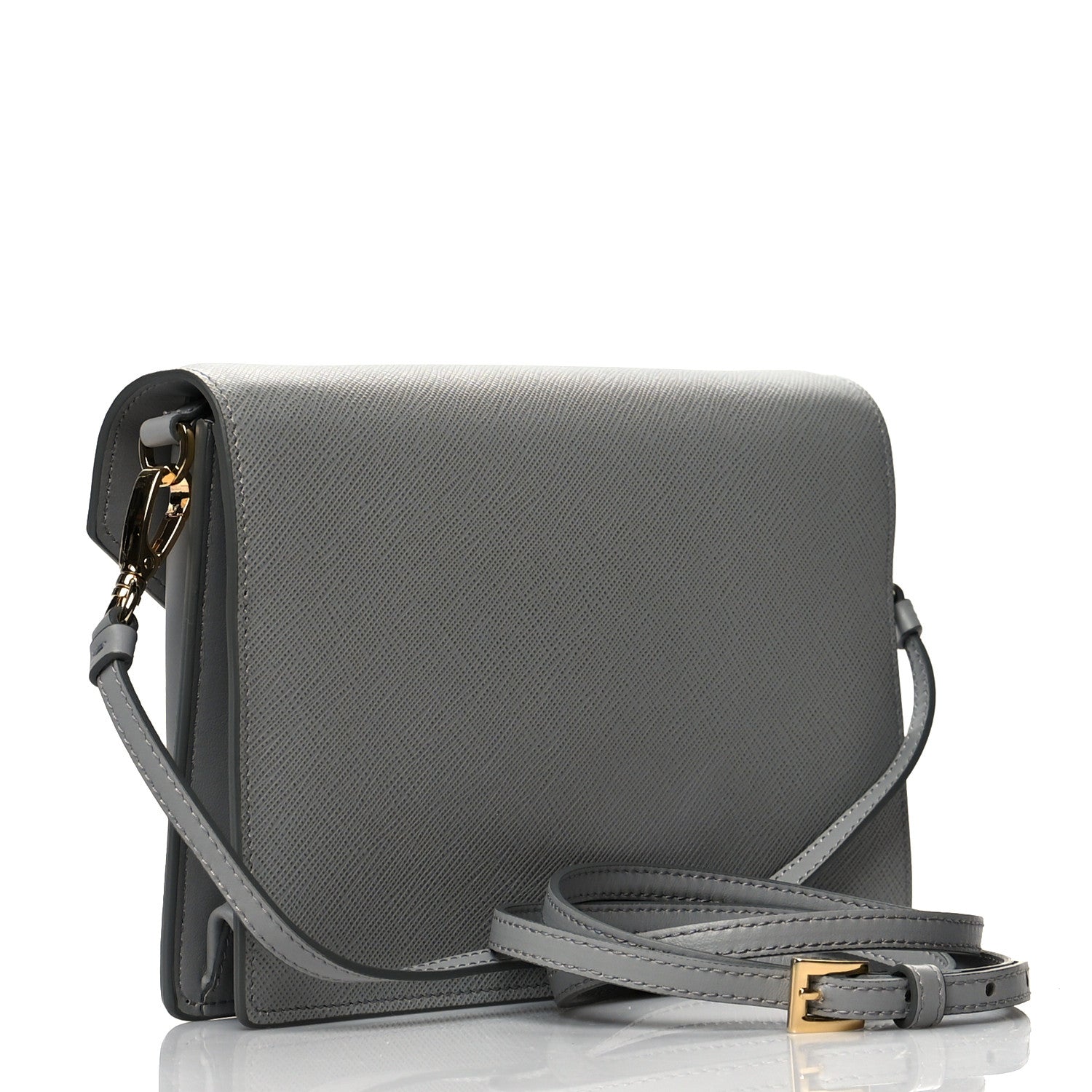 Prada Saffiano Calfskin Monochrome Envelope Crossbody Grey 3 of 9