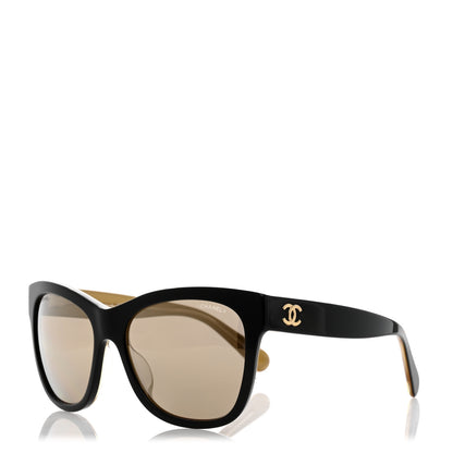 Chanel Acetate Mirrored Runway Square Sunglasses 5380-A Black Gold 1 of 8