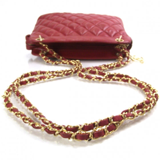 Lambskin Quilted Shoulder Bag Red GHW