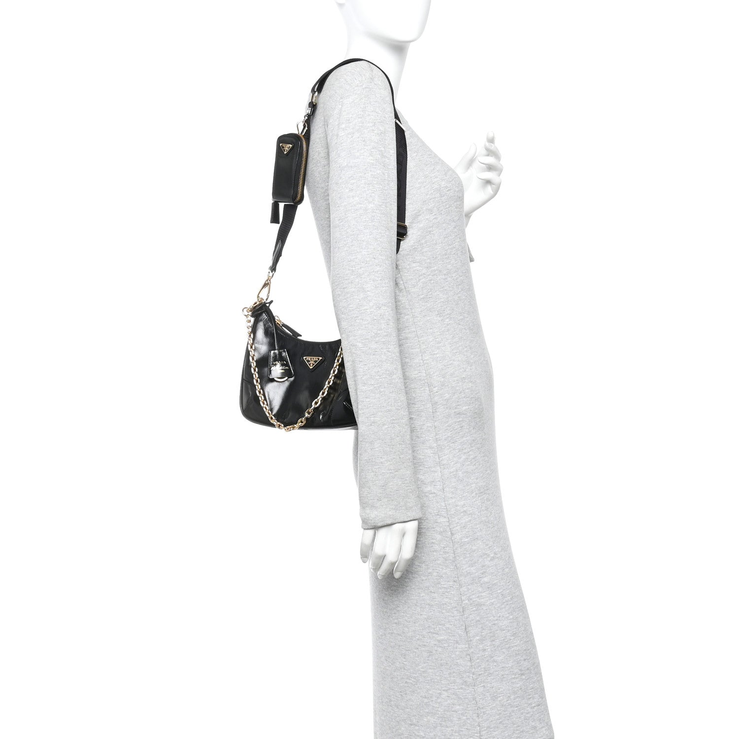 Prada Soft Lux Calfskin Re-Edition 2005 Shoulder Bag Black 2 of 11