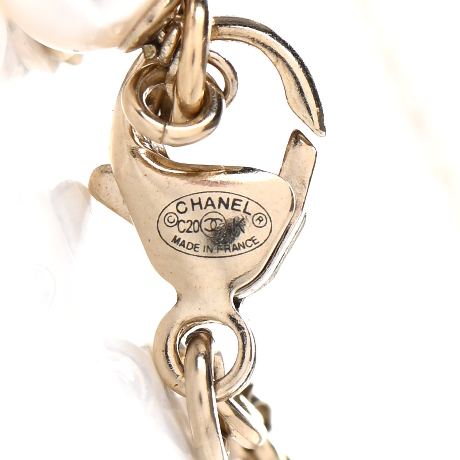 Chanel Crystal Pearl CC Pendant Necklace Gold Pink 6 of 8