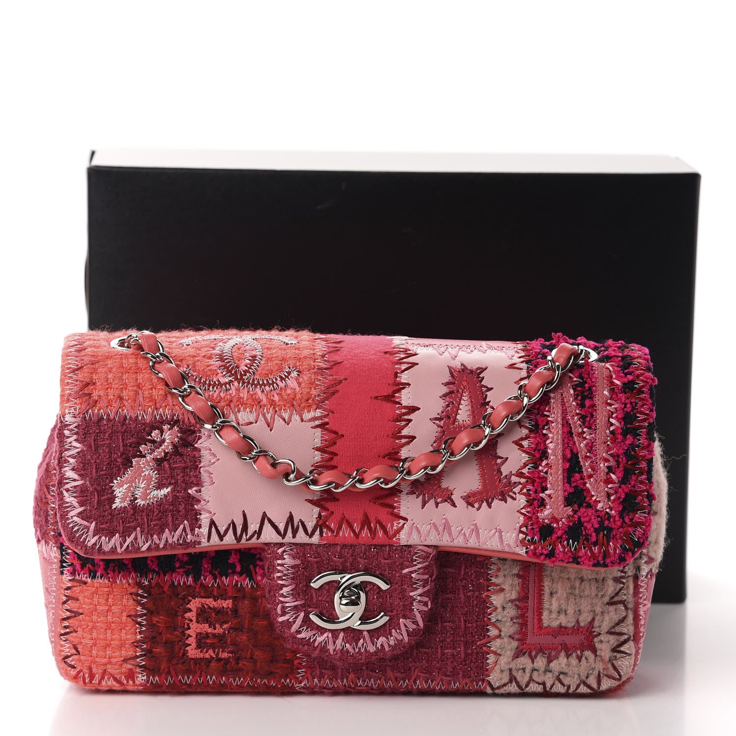 Chanel Tweed Patchwork Medium Single Flap Pink 13 of 13