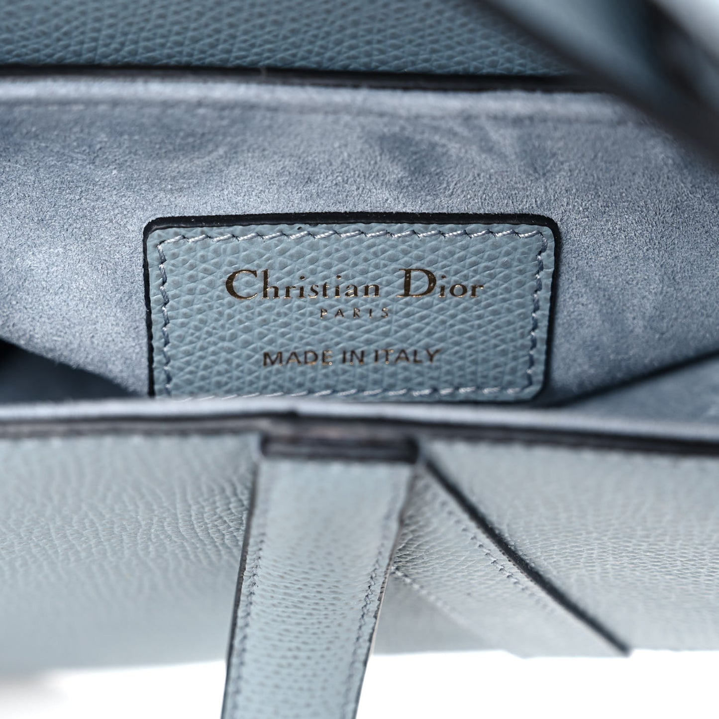 Grained Calfskin Mini Saddle Bag Sky Blue
