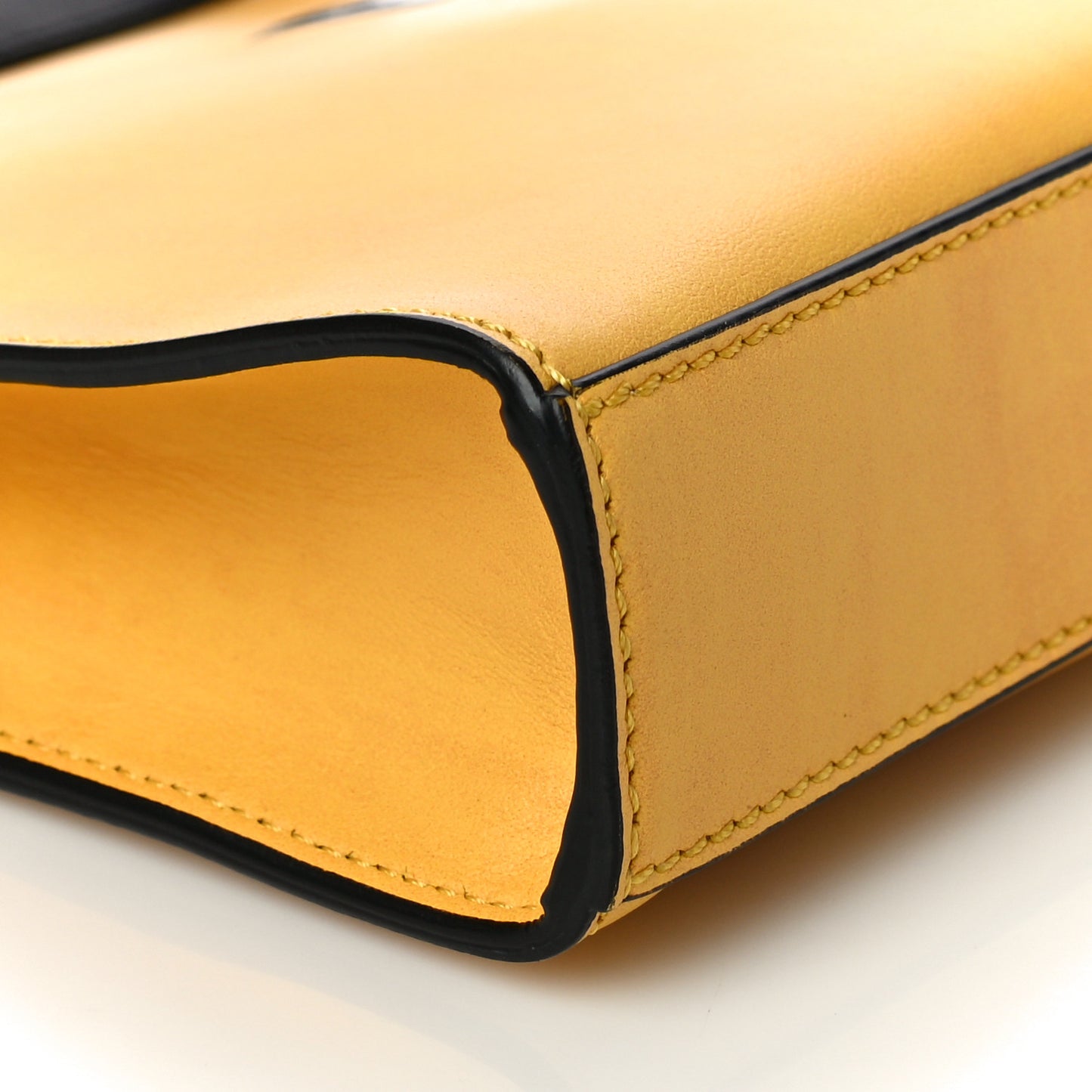 Vitello Fluffy Logo Clutch Bag Yellow Box Black