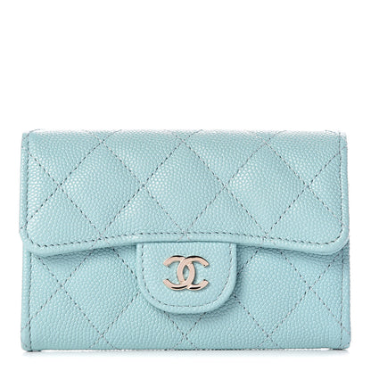 Chanel Caviar Quilted Card Holder Light Blue 1 of 9