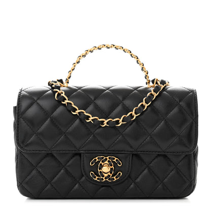 Chanel Lambskin Quilted Mini Strass On Top Flap Black 1 of 11
