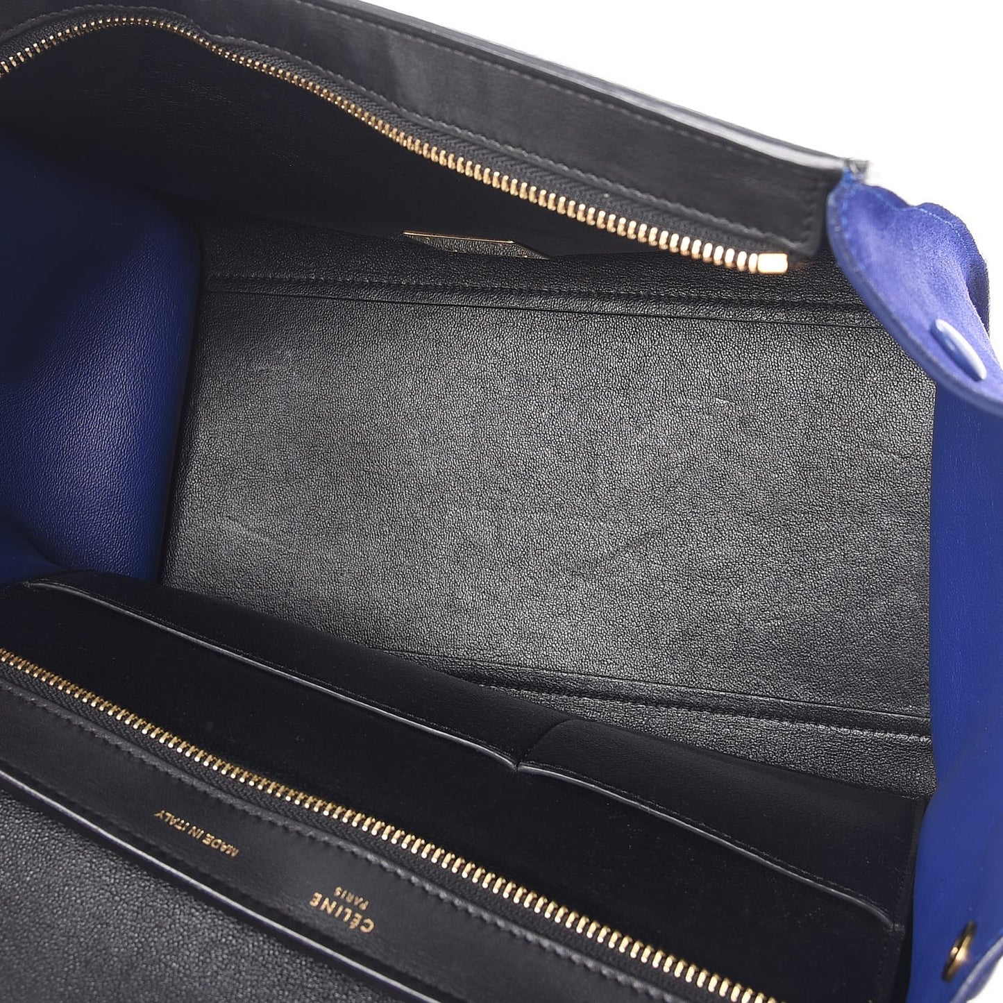 Smooth Calfskin Suede Small Tri-Color Trapeze Indigo