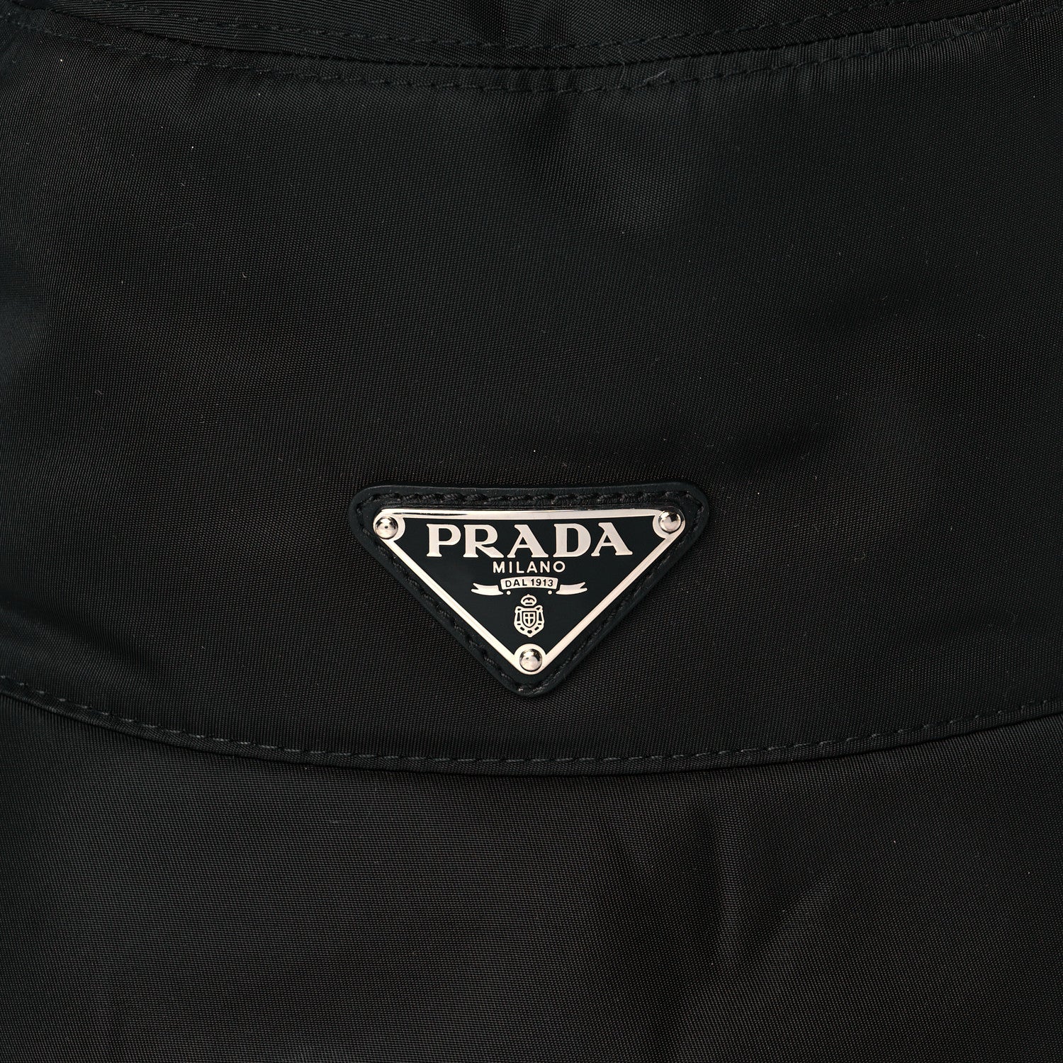 Prada Re-Nylon Faux Fur Metal Triangle Logo Womens Bucket Hat M Black Alabastro 8 of 8