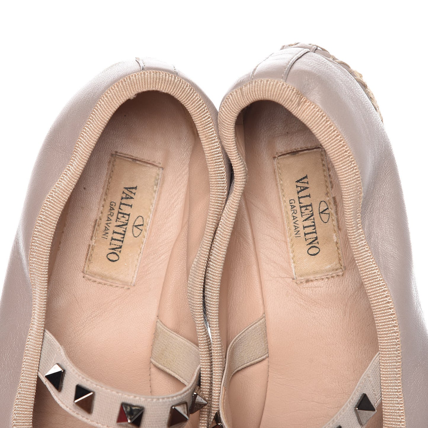 Nappa Rockstud Ballerina Espadrille Flats 37 Poudre