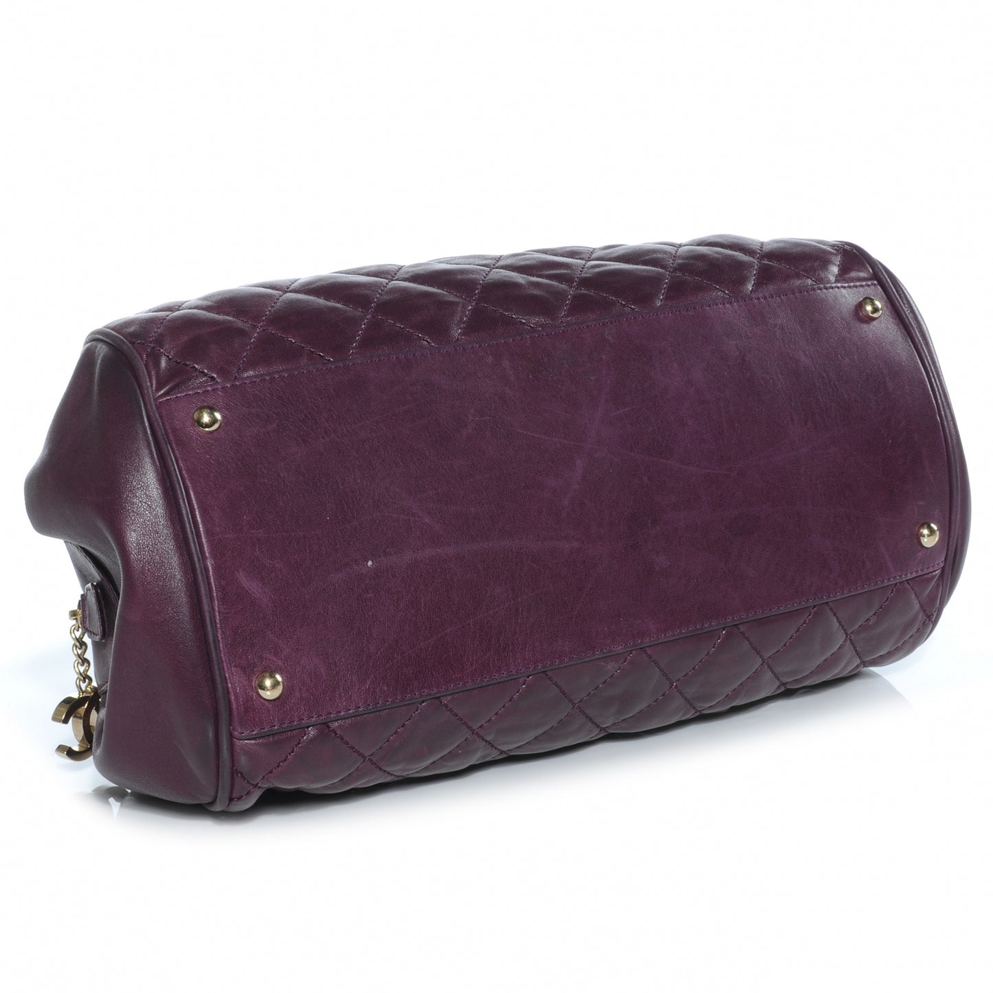 Distressed Lambskin Lady Braid Bowler Purple