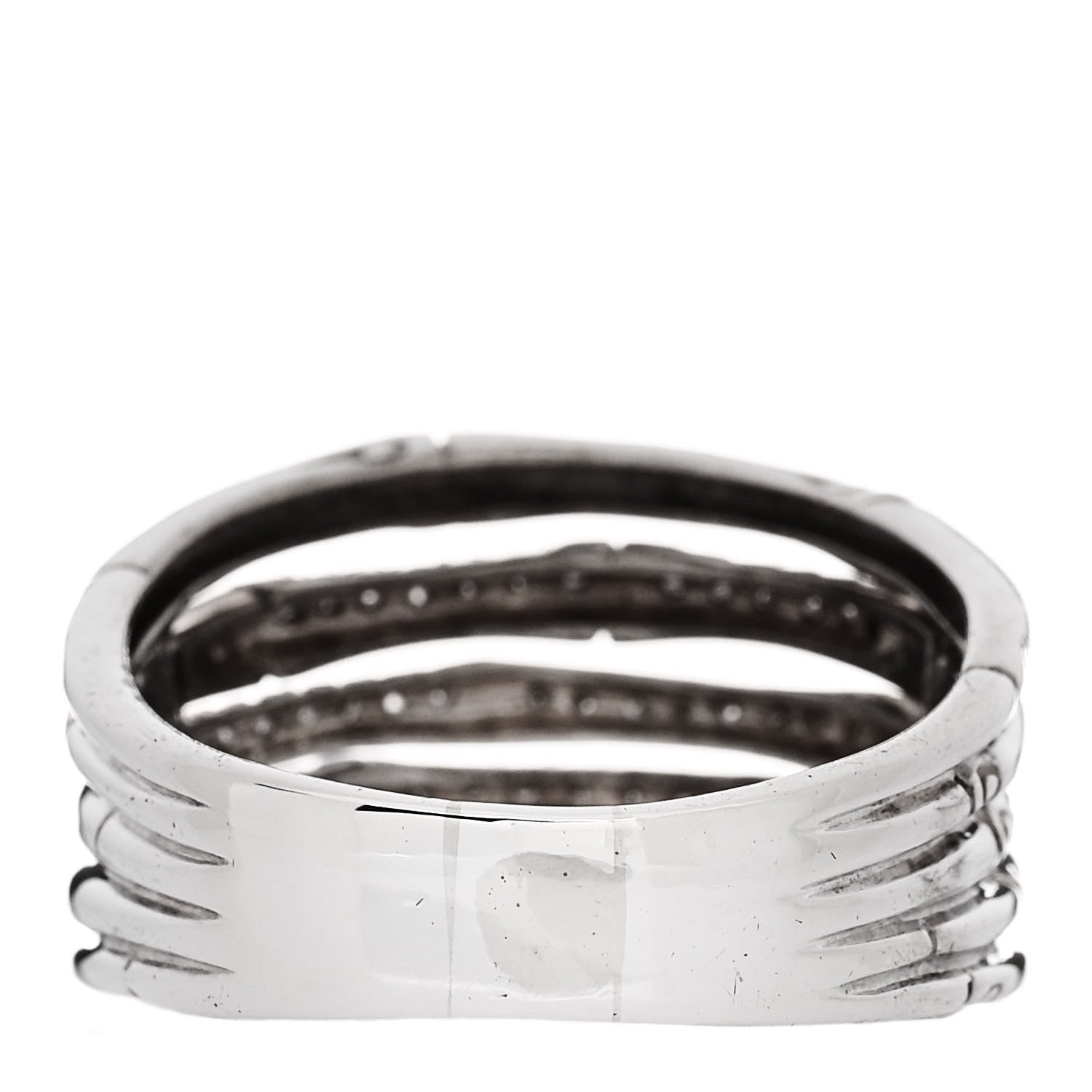 John Hardy Sterling Silver Diamond Bamboo Multi Row Ring 57 8 3 of 4
