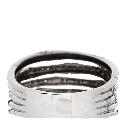 John Hardy Sterling Silver Diamond Bamboo Multi Row Ring 57 8 3 of 4