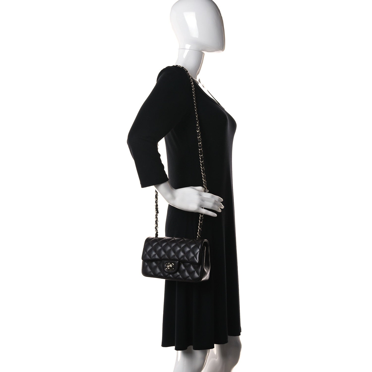 Chanel Lambskin Quilted Mini Rectangular Flap Dark Brown 2 of 13